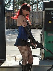 Slutty Kelly posing on streets