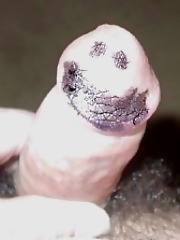 Nikki bored at home painting the cock like a joker